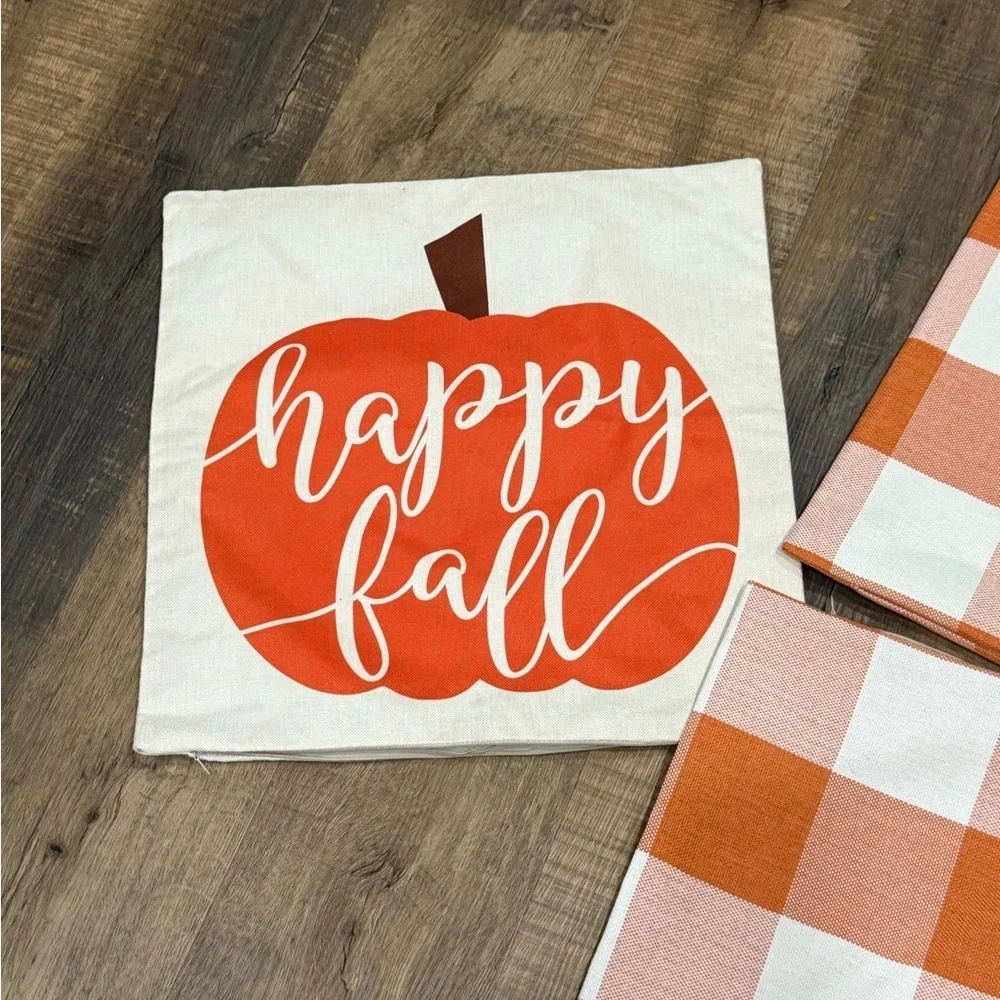 Orange and White Fall‎ Pillow Covers